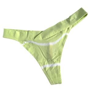 PINK Victorias Secret Cotton Panty Thong L Tie-Dye Lime Green White NWT